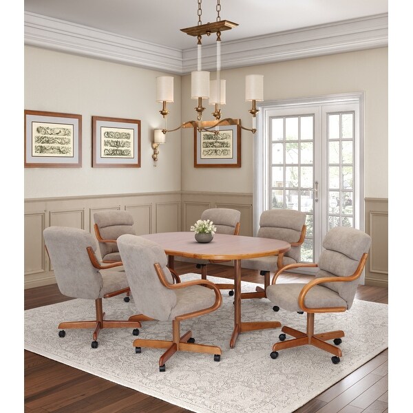 Dining table set with roller 2025 chairs